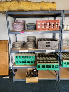 lot 41129 image: Contents Of Shelf - Bar Glasses  Hill Crest Plates  Coffee Mugs
