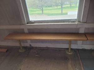 lot 41167 image: Vintage Locker Room Bench (Wooden Bench with Metal Legs)&nbsp