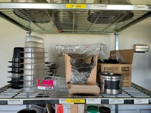 lot 37040 image: Plastic Salad Liners  Metal Baskets  Plastic Spoons