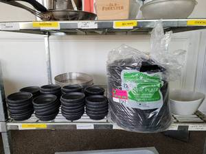 lot 37042 image: Lot Of Black Ramekins  Metal Baskets and Paper Plates