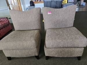 lot 37162 image: 2 Armless Beown Accent Chairs