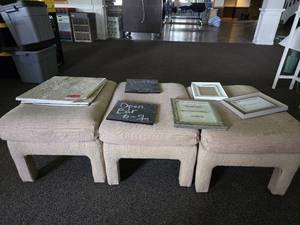 lot 37164 image: Assorted Lot W3 Ottomans Frames, and More
