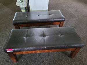 lot 37177 image: (2) Faux Leather Benches
