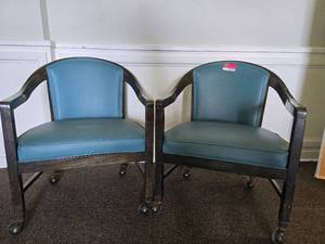 lot 37178 image: 3 Teal Rolling Accent Chairs