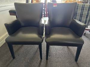lot 37181 image: 2 Brown Armed Accent Chairs