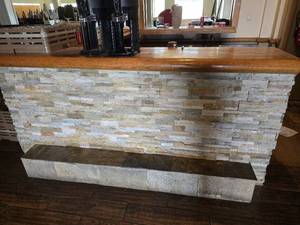 lot 37285 image: L- Shaped Oak Bar W Stone