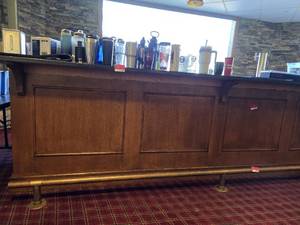 lot 37357 image: Wooden Bar W Black Granite