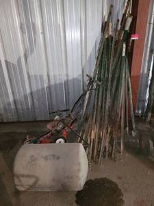 lot 27027 image: Lot Of Fence Stakes And Cement Roller