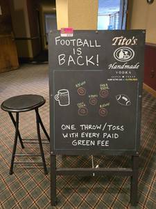 lot 37377 image: Titos Vodka Chalk Board Bar A Frame Sign and Stool