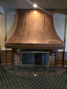 lot 27101 image: 8.2ft Decorative Wood And Copper Fireplace Hood