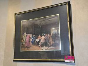 lot 27105 image: Artwork Of Gentlemen Playing Cards - Green Matted Frame