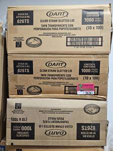 lot 36262 image: Lot of 3 Dart Clear Straw Slotted Lid Boxes