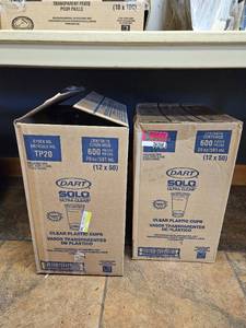 lot 36268 image: 2 Dart Solo Ultra Clear - Clear Plast Cups Boxes