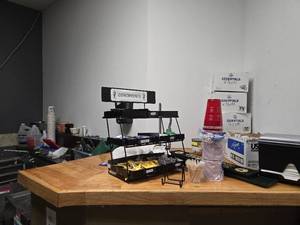 lot 37469 image: Assorted Kitchen Items W Condiment Rack, Dispenser, Bar Mats, and More