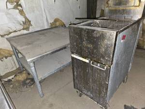 lot 28043 image: Natural Gas Fryer And Stainless Steel Equipment Table