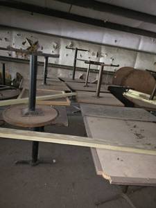 lot 50586 image: Lot Of 18 Assorted Size And Style Square And Rectangle Tables W Metal Base