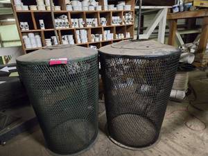 lot 33012 image: (2) Staked Trash Cans for Outdoors
