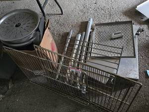lot 50626 image: Assorted Lot W Wire Racks, Stainless Steel Legs, And More