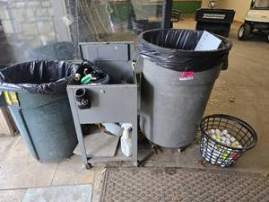 lot 81638 image: Assorted Lot W Metal Cart, Trash Cans, and More