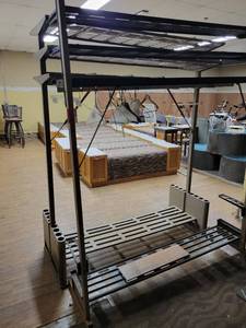 lot 81668 image: Assorted Lot Of 2 Clothing Racks And 3 Bar Height Chairs
