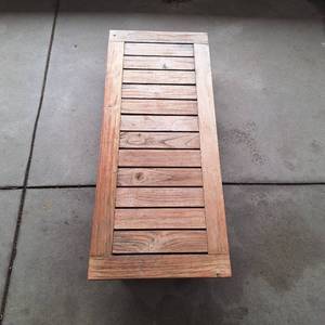 lot 27134 image: 2ft Wooden Patio Lounge Table Platform - Restoration Hardware Teak&nbsp