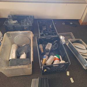 lot 27157 image: Lot of Kitchen Caddys  Glass Vases and deep Well Pans