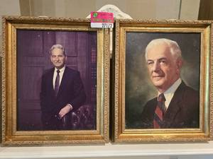 lot 27172 image: (2)  14 X 17 Portraits of Past Hillcrest Presidents In Gold Frames