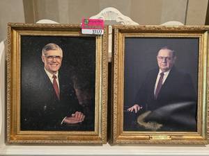 lot 27177 image: (2)  14 X 17 Portraits of Past Hillcrest Presidents In Gold Frames