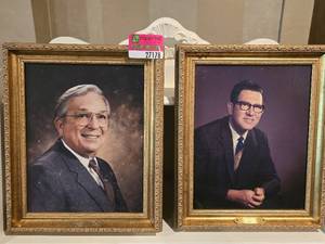 lot 27178 image: (2)  14 X 17 Portraits of Past Hillcrest Presidents In Gold Frames