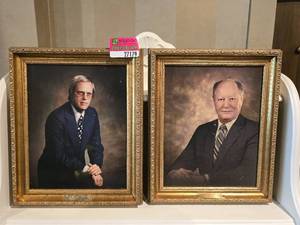 lot 27179 image: (2)  14 X 17 Portraits of Past Hillcrest Presidents In Gold Frames