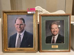 lot 27180 image: (2)  14 X 17 Portraits of Past Hillcrest Presidents In Gold Frame and Wood Frame