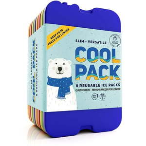 lot 1383 image: Healthy Packers Ice Pack for Lunch Box - Freezer Packs - Original Cool Pack Slim & Long-Lasting Ice Packs for Your Lunch or Cooler Bag (8 Pack-Colored)