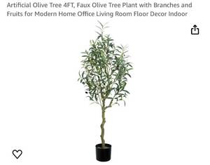 lot 1398 image: Artificial Olive Tree 4FT, Faux Olive Tree Plant with Branches and Fruits for Modern Home Office Living Room Floor Decor Indoor