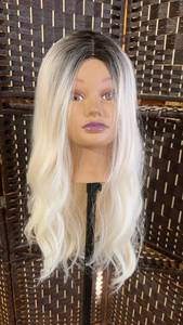 lot 1400 image: blonde with black roots and body wave high quality synthetic fiber