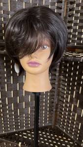 lot 1401 image: beautiful brown bob cut wig made from high quality synthetic fibers