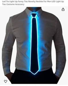 lot 1406 image: Led Tie Light Up Fanny Ties Novelty Necktie For Men LED Light Up Ties Costume Accessory (Blue)