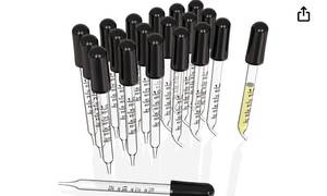 lot 1409 image: 20pcs 1ml Glass Liquid Droppers, Essential Oils Eye Dropper Pipettes with Black Suction Bulb, for Makeup Art Liquid Plant Nutrients, Straight Tip and Bent Tip 2 Style