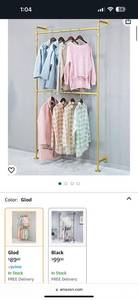 lot 1418 image: Gold industrial pipe looking Closet organizer 120cm