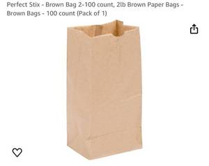 lot 1425 image: Perfect Stix - Brown Bag 2-100 count, 2lb Brown Paper Bags - Brown Bags - 100 count (Pack of 1)