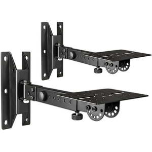 lot 1427 image: 5 Core Pair of Speaker Wall Ceiling Mount Stand 90°-30° Angle Mounting Bracket w Adjustable Swivel Tilt Expansion and Contraction Arm Stand Supports 40KG  88lbs Black 2 Pieces WST 01