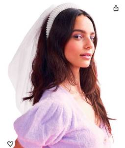 lot 1433 image: Fetti Bachelorette Party Decorations Pearl Headband with Detachable Veil  White Headpiece Bridal Shower Gift, Bridesmaid Favors