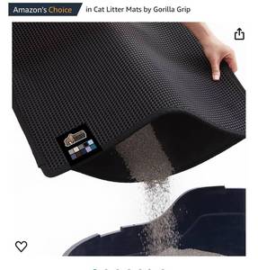 lot 1455 image: Gorilla Grip Honeycomb Cat Mat, Traps Litter, Two Layer Trapping Kitty Mats, Less Waste, Soft On Paws, Indoor Box Supplies and Essentials, Feeding Trap, Water Resistant on Floors BLACK