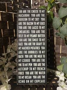 lot 1474 image: You are the cheese to my macaroni wooden sign, sweet sayings, romantic, couples