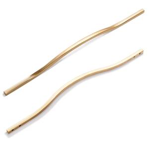lot 5592 image: Goo-Ki Low Profile Brushed Brass Cabinet Pulls, Double Hole Centers (11.312.6) Zinc Alloy Handle for Drawer Cupboard Wardrobe,6 Packed