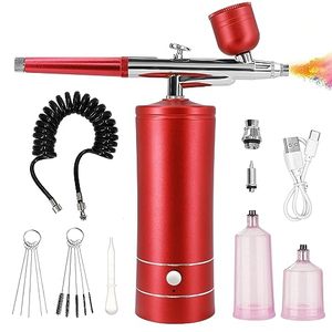 lot 5598 image: Airbrush Kit with Compressor, Auto Handheld Airbrush Gun with 0.3mm Tip, Rechargeable, Portable Air Brushes for Painting, Tattoo, Nail Art, Model Coloring, Makeup, Cake