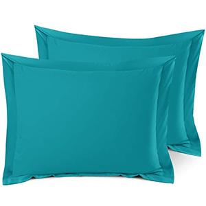 lot 5602 image: Nestl Soft Pillow Shams Set of 2 - Double Brushed Microfiber Pillow Covers - Hotel Style Premium Bed Pillow Cases, with 1.5in Decorative Flange, Standard 20x26 - Teal