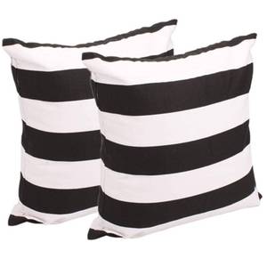 lot 5605 image: Leaveland White and Black Stripe Set of 2 16x16 Inch Cotton Polyester Square Throw Pillow Case Decorative Durable Cushion Slipcover Home Decor Sofa Standard Size Accent Pillowcase