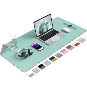 lot 5629 image: Desk Mat Large Protector Pad - Multifunctional Dual-Sided Office Desk Pad,Smooth Surface Soft Mouse Pad, Waterproof Desk Mat for Desktop, Pu Leather Desk Cover for OfficeHome(Lake Blue, 36 x 17)