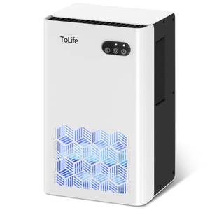 lot 5650 image: Dehumidifier, ToLife Dehumidifiers for Bedroom, 95 OZ Water Tank, (950 sq.ft) Quiet Small Dehumidifiers for Basement Home Bathroom with Auto Shut Off, 7 Colors LED Light, White