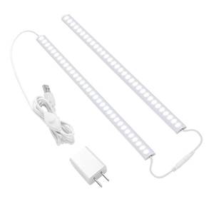lot 5657 image: JUSJUBR Plug-in Under Cabinet Lighting, 2pcs 12 Inch Dimmable Closet Light, Cold White 6000K Linkable USB LED Light Bar, Memory Function, Under Counter Lights for Kitchen, Desk, Workspace